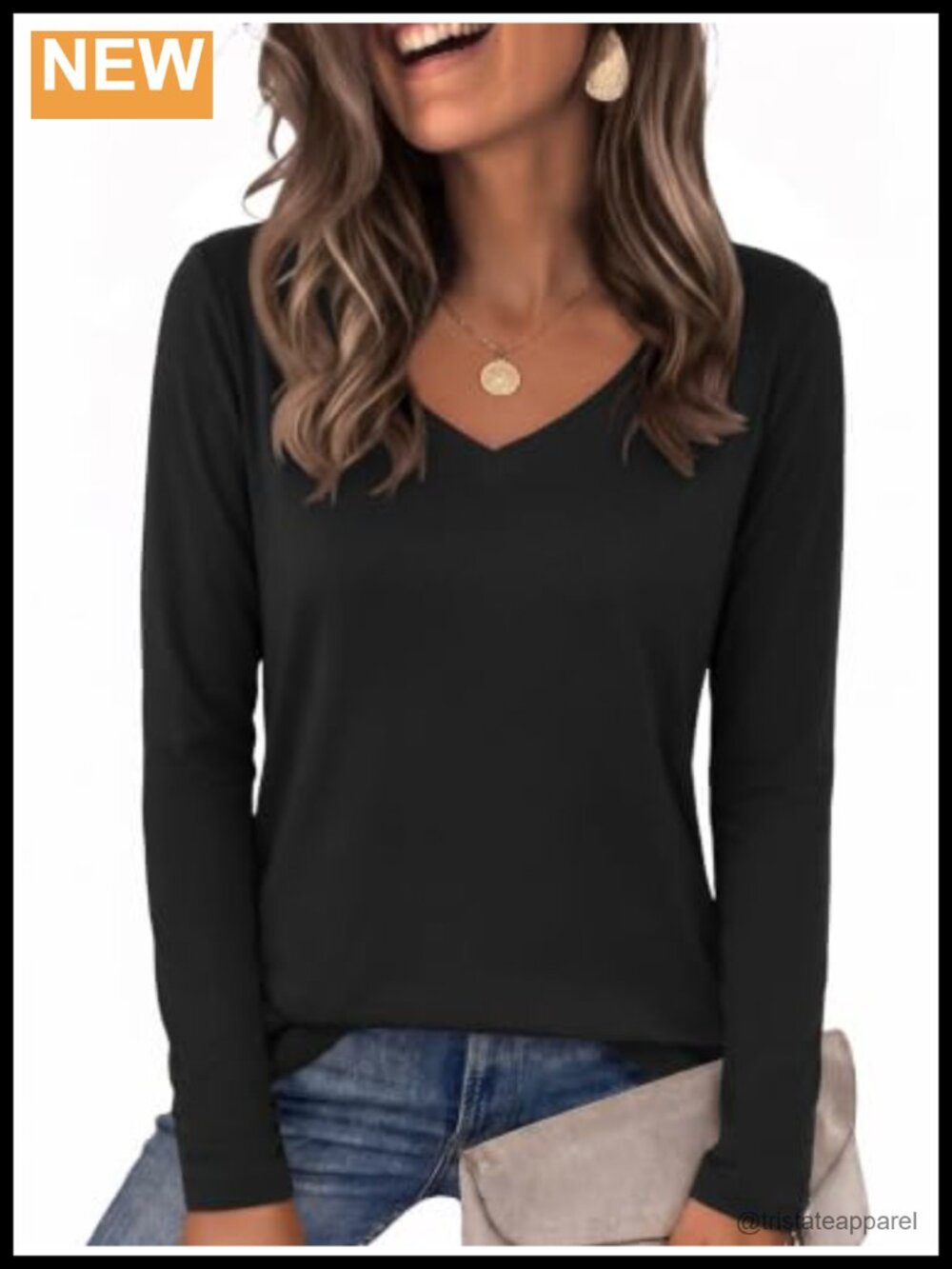 Zeagoo Womens V Neck Long Sleeve Basic Tee Casual Fall Top
